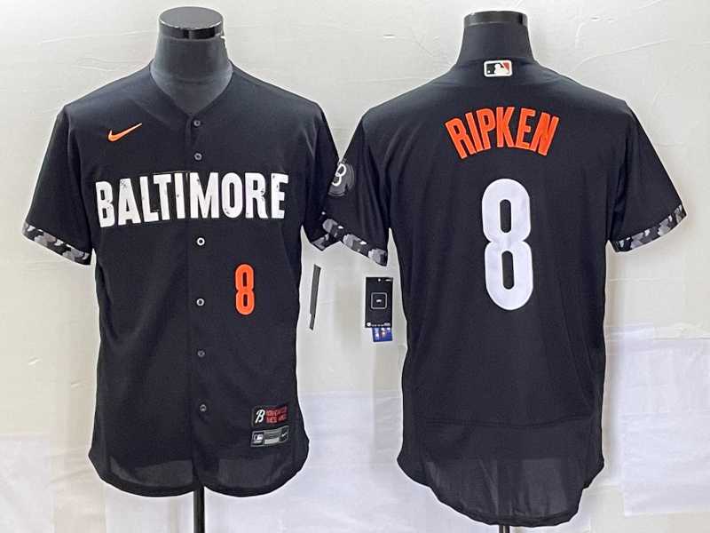 Men's Baltimore Orioles #8 Cal Ripken Jr Number Black 2023 City Connect Flex Base Stitched Jerseys